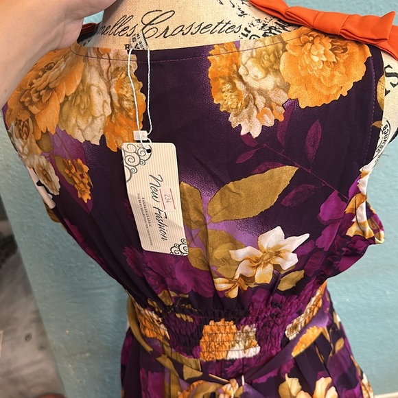 FLORAL in purple!!! with paded bra, smocked in the back!!! - Picture 10 of 13